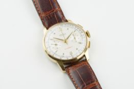 ORFINA GOLD PLATED CHRONOGRAPH WRISTWATCH, circular off white twin register dial with gold hour