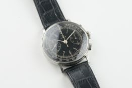 OMEGA VINTAGE CHRONOGRAPH WRISTWATCH CIRCA 1940S, circular twin register black dial with arabic