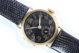 18ct gold Eberhard Chronometer black enamel dial watch