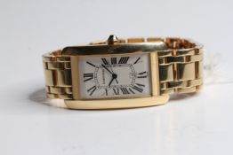 18CT CARTIER TANK AMERICAINE AUTOMATIC REFERENCE 1740, rectangular cream dial, iconic Cartier