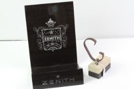 Zenith Display Stand, Base and back together with a wood and suede finished block stand,