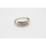 9ct Gold Pink Sapphire & Topaz Bypass Ring (2.4g)