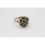 9ct Gold Green & Clear Synthetic Spinel Halo Ring (2.2g)