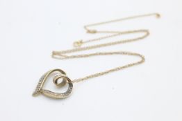 9ct Gold Diamond Heart Pendant Necklace (2.6g)