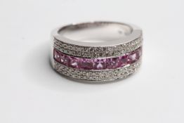 Pink sapphire and diamond band ring PS 1.74 D0.57 18WG