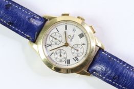 VERY RARE 18CT OMEGA LOUIS BRANDT CHRONOGRAPH, circular textured cream dial with roman numeral