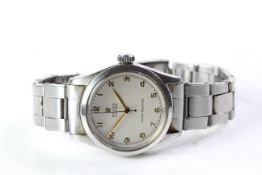 VINTAGE ROLEX OYSTER REFERENCE 6244 CRICA 1953, white dial with gold Arabic numerals, gilt hands,