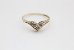 9ct Gold Clear Gemstone Wishbone Stacker Ring (1.1g)