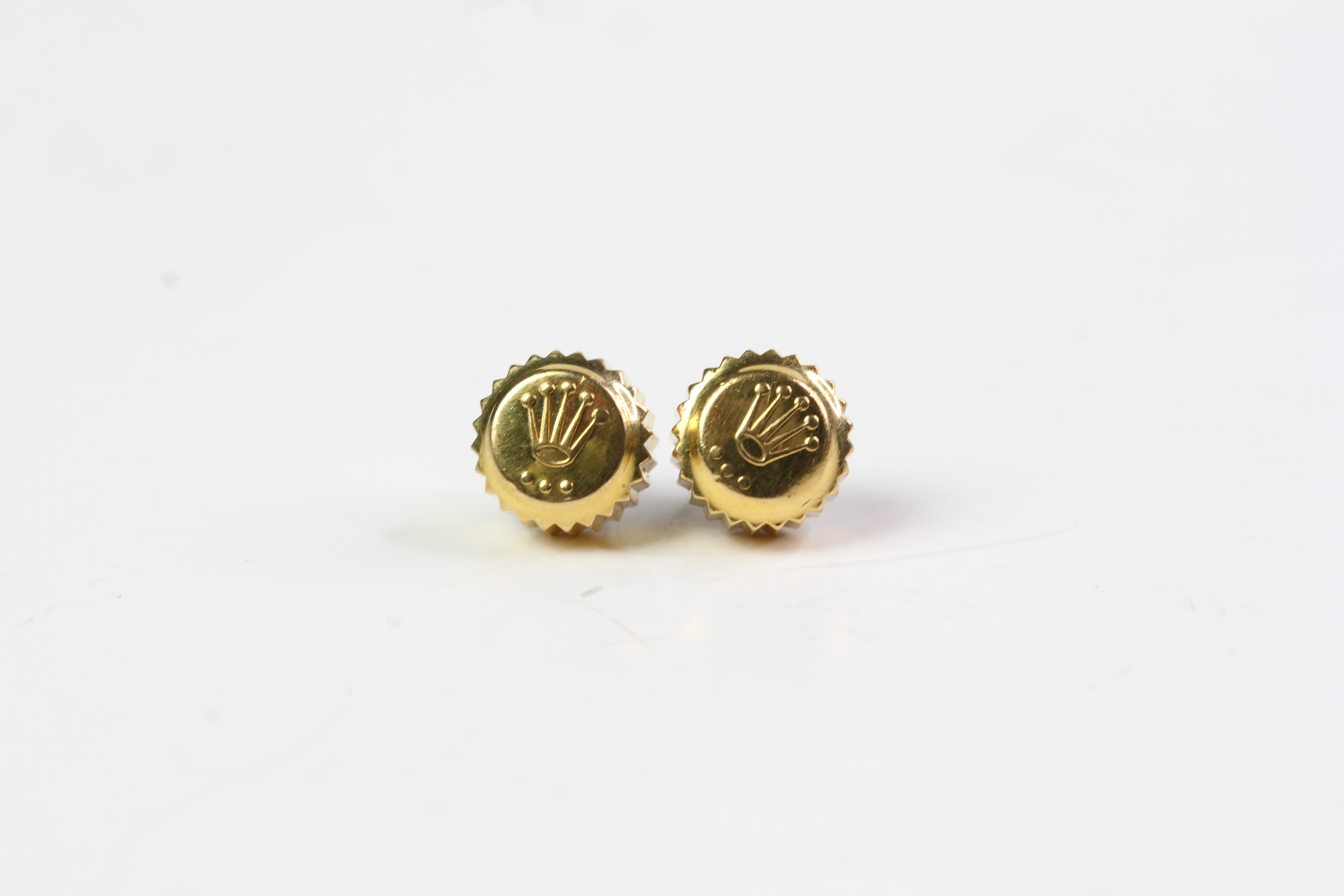 2x Rolex gold Crowns, 7mm, 3 dots