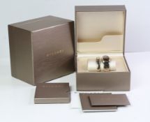 LADIES BVLGARI TUBOGAS SERPENTI REFERENCE SP35SPG WITH BOX AND PAPERS, black dial with rose gold