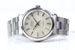 VINTAGE ROLEX AIR KING REFERENCE 5500 CIRCA 1980, silver dial with baton hour markers, minute track,