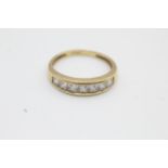 14ct Gold Clear Gemstone Pave Set Seven Stone Ring (2.8g)