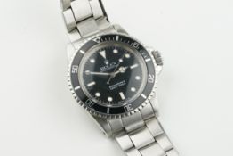 ROLEX OYSTER PERPETUAL SUBMARINER WRISTWATCH REF. 5513, circular black dial with framed plot hour