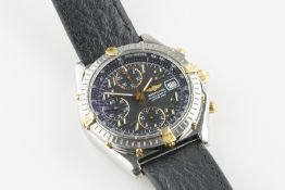 BREITLING CHRONOMAT STEEL & GOLD AUTOMATIC CHRONOGRAPH WRISTWATCH REF. B13050.1, circular black dial