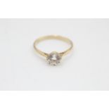 9ct Gold Clear Gemstone Solitaire Ring (1.6g)