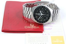 VINTAGE OMEGA SPEEDMASTER MKII WITH PAPERS 1971, circular black dial with baton hour markers,