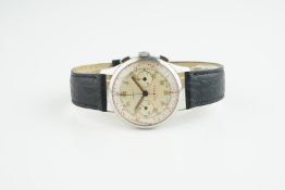 GENTLEMENS EXCELSIOR PARK DECIMAL CHRONOGRAPH WRISTWATCH, circular patina twin register dial with