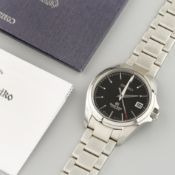 GRAND SEIKO LIMITED EDITION AUTOMATIC WRISTWATCH W/ GUARANTEE PAPERS REF. SBGR067, circular black