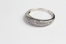 White gold slim domed pave set ring. Ring size S