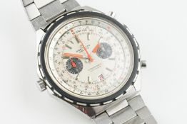 BREITLING CHRONOMAT AUTOMATIC CHRONOGRAPH WRISTWATCH REF. 1808, circular silver dial with hour