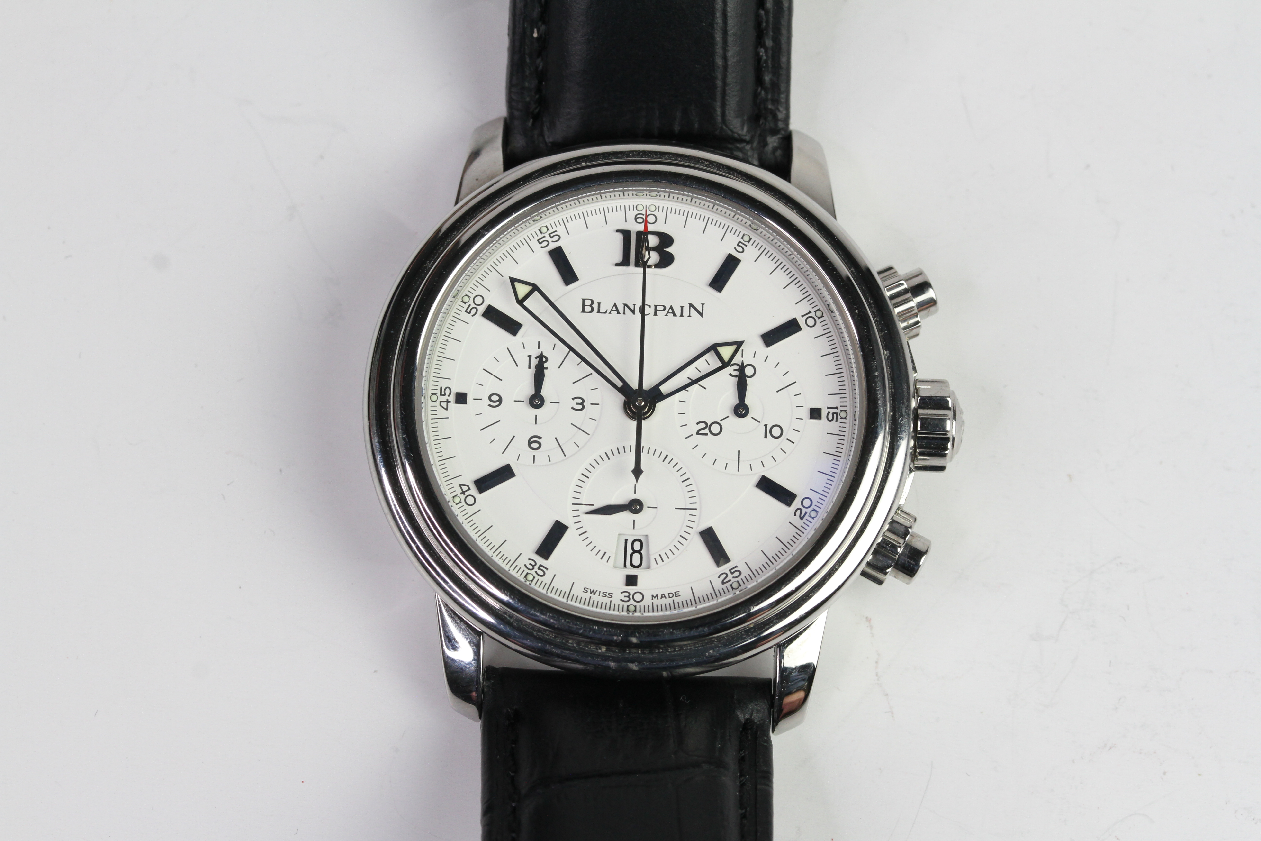 BLANCPAIN LEMAN CHRONOGRAPH WITH BOX AND PAPERS 1996, white dial with three subsiday dials, date - Image 4 of 6