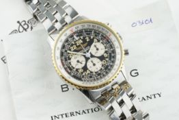 BREITLING NAVITIMER COSMONAUTE STEEL & GOLD CHRONOGRAPH W/ GUARANTEE PAPERS REF. 81600F CIRCA 1990S,