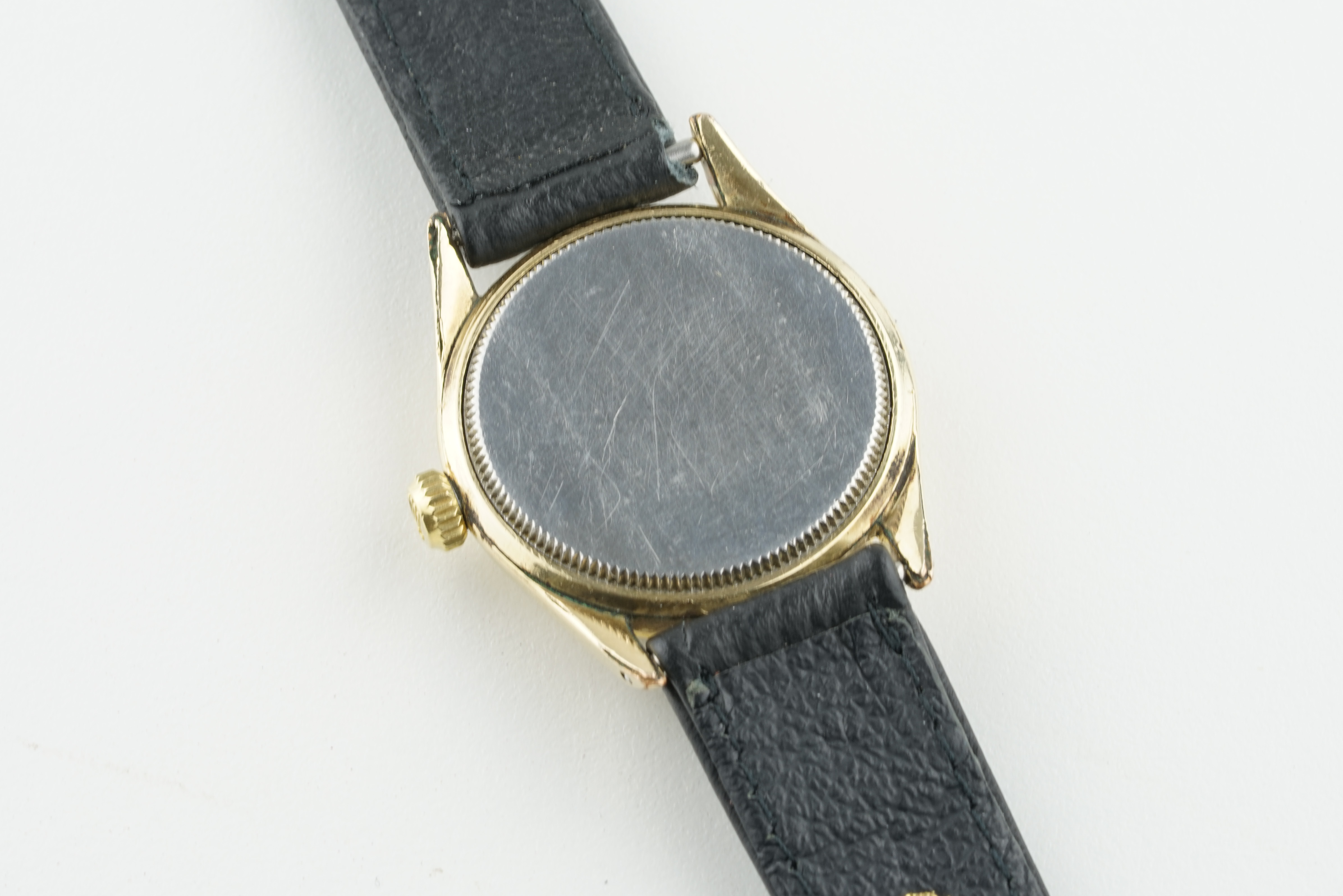 ROLEX OYSTER SPEEDKING GOLD PLATED WRISTWATCH, circular black dial with applied gold hour markers - Image 2 of 2