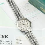 ROLEX OYSTER PERPETUAL DATEJUST W/ BOX & SERVICE GUARANTEE PAPERS REF. 1603 CIRCA 1960S, circular
