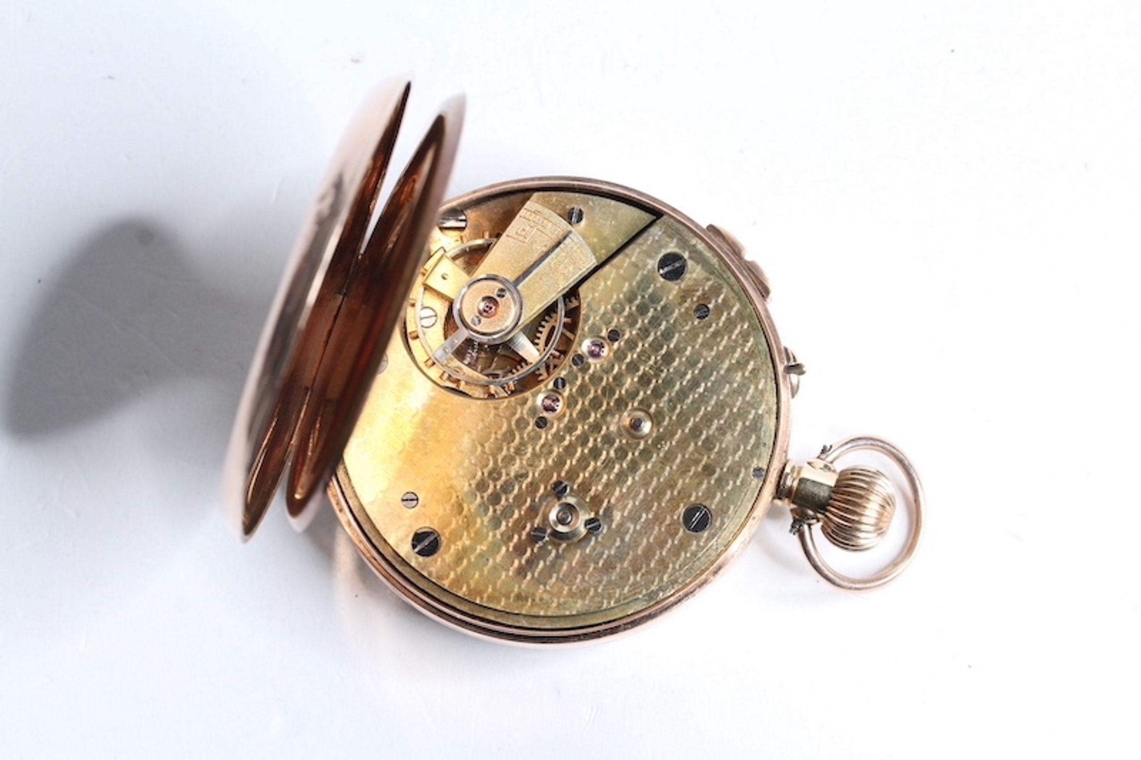 9CT CHRONOGRAPH POCKET WATCH, white dial with roman numerals hour markers, arabic numerals outer - Image 3 of 3