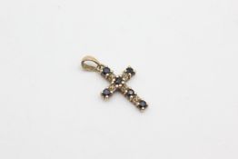 9ct gold sapphire & diamond cross pendant (1.5g)