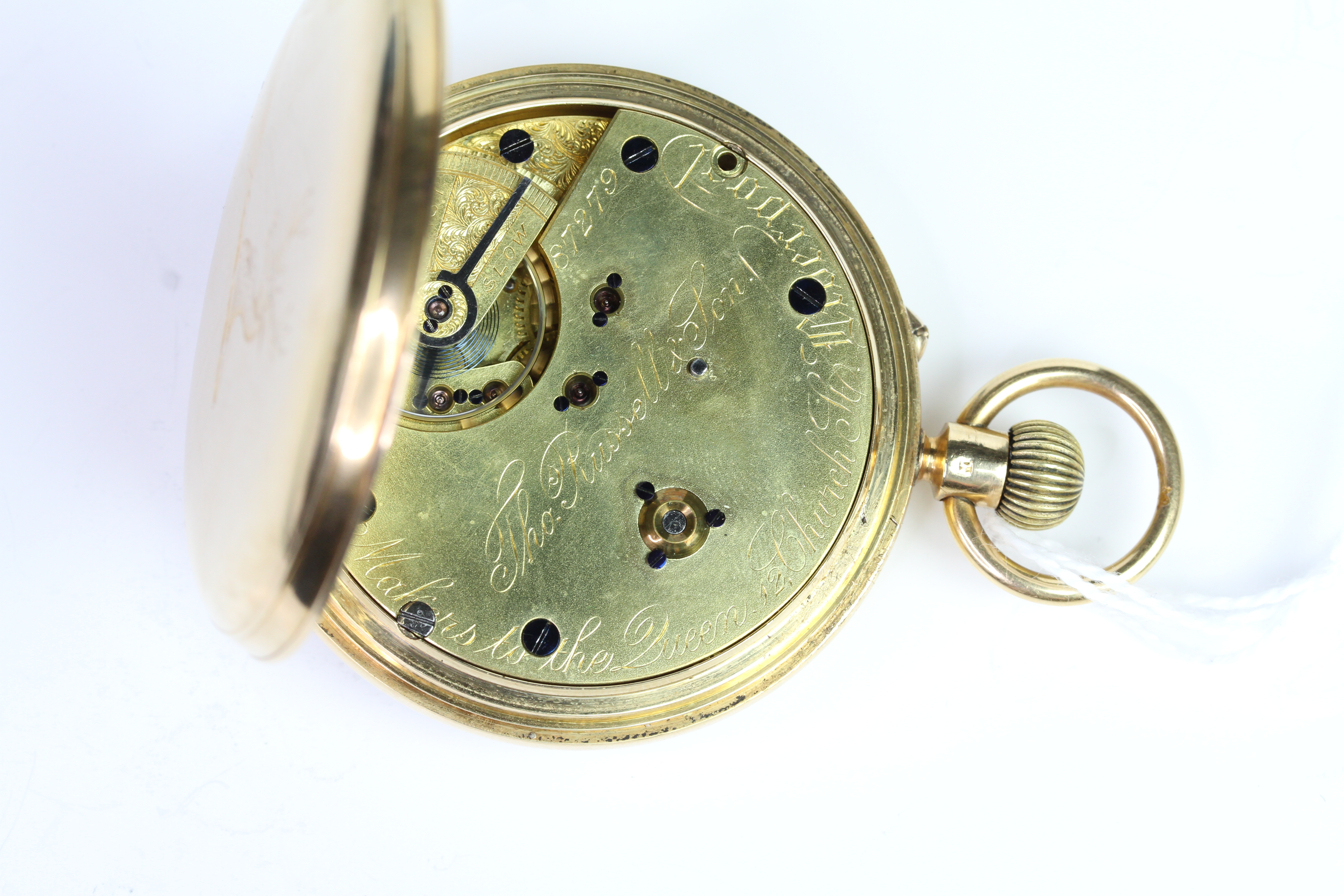 A FINE 18CT CHRONOGRAPH POCKET WATCH BY THOMAS RUSSELL 1893 - Image 3 of 5