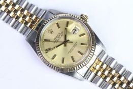 ROLEX OYSTER PERPETUAL DATE JUST REFERENCE 16013 CIRCA 1982/83, champagne dial, double baton hour