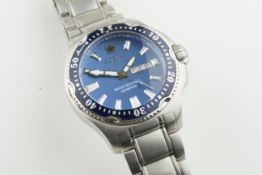 ZODIAC DEEP REEF DAY DATE WRISTWATCH, circular blue dial with applied hour markers and hands, 48mm
