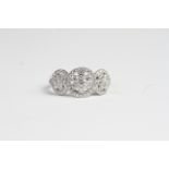 18ct Diamond triple cluster ring D est 1ct Ring size M