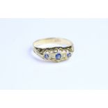 Sapphire and Diamond carved half hoop ring