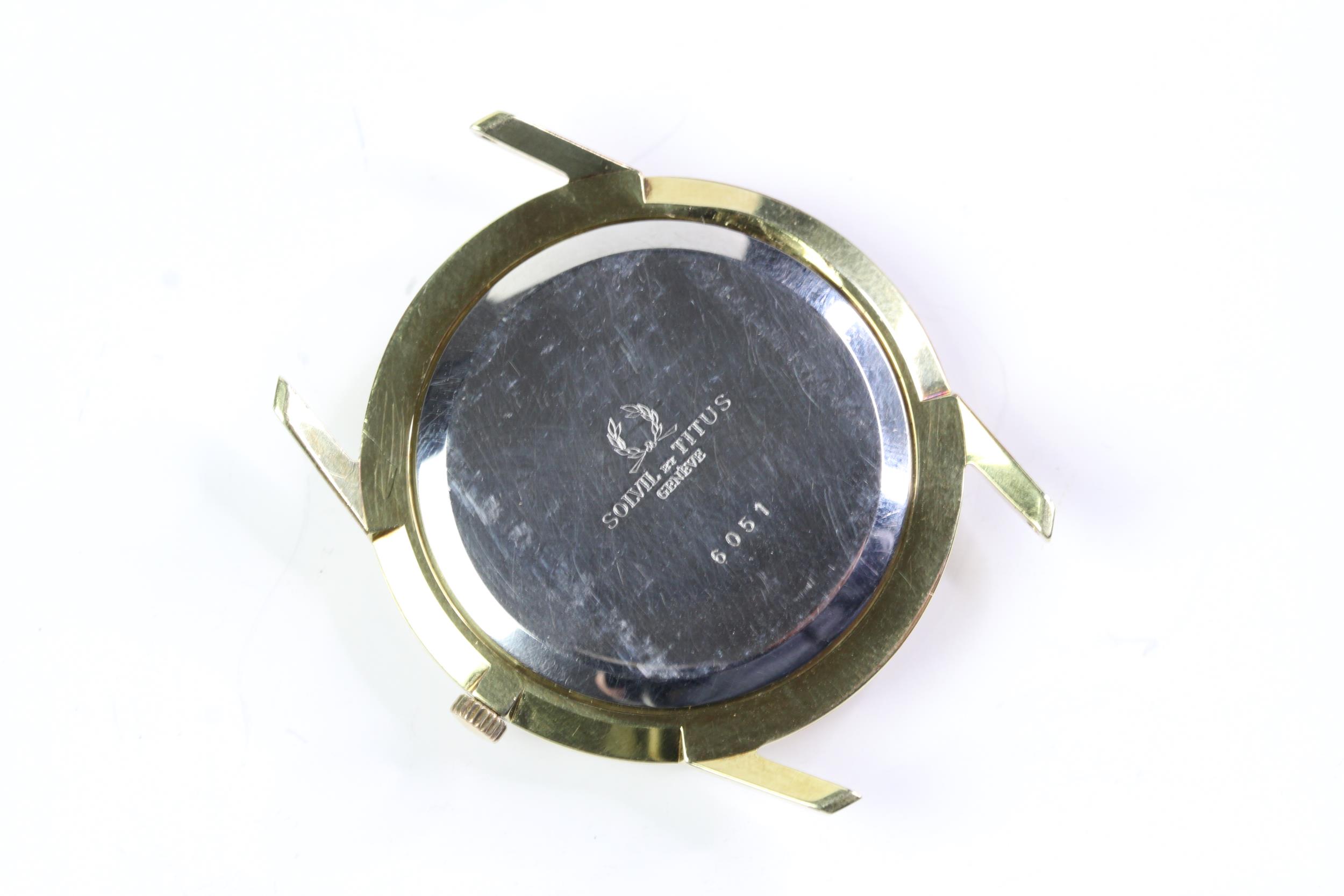 1960s Titus watch with grained dial, Gold plated stainless steel case 31mm with snap on case back, - Image 2 of 2