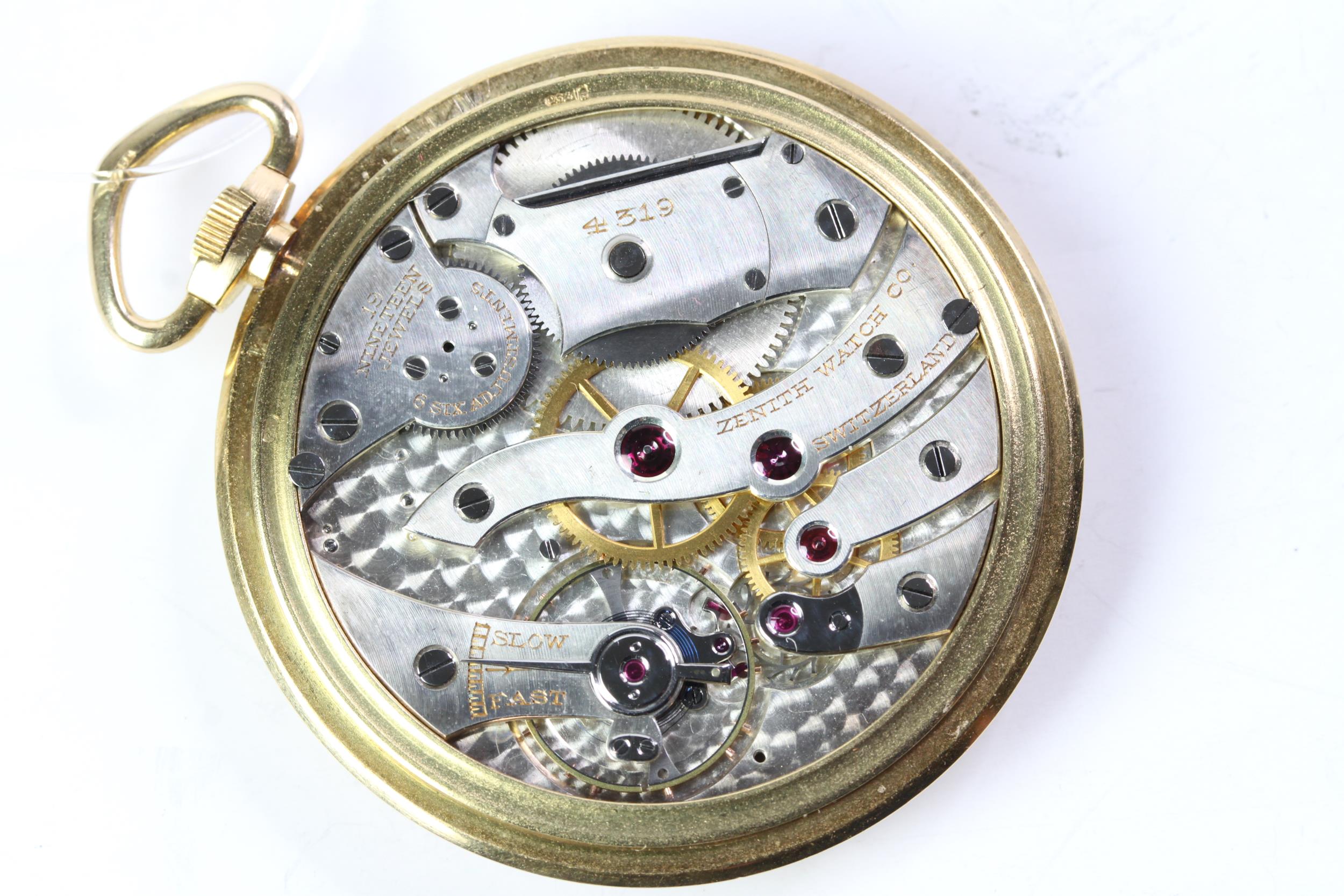 FINE AND RARE 18CT ZENITH MAPPIN DIAL CHRONOMETRE RASOR THIN POCKET WATCH, silvered dial, gold Roman - Image 6 of 7