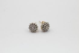 9ct gold diamond star cluster stud earrings (1.4g)