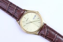 SEIKO GOLD PLATED DAY DATE QUARTZ WATCH