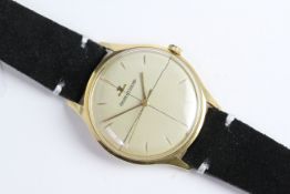 18CT JAEGER-LECOULTRE DRESS WATCH, cream quarted dial, gold baton hour markers, 36mm 18ct case,