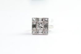 2.40ct Diamond Tablet Ring, Princess cut and Emerald Cut Diamonds, estimated total weight 2.40ct,