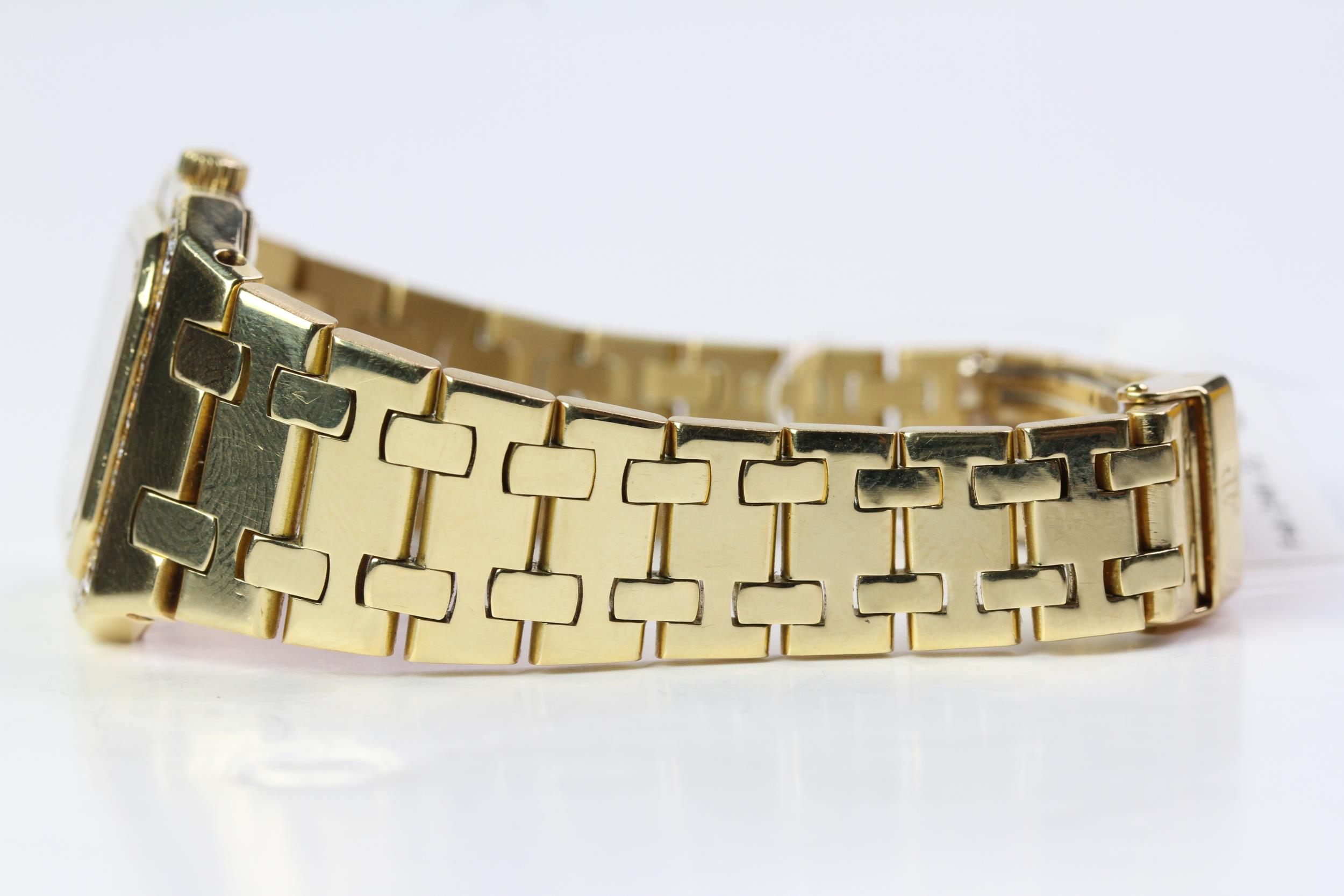 LADIES 18CT AUDEMARS PIGUET DIAMOND SET QUARTZ, rectangular waffle dial, 25mm 18ct gold case with - Image 3 of 3
