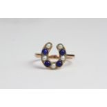 Pearl and lapis lazuli horse stone ring.