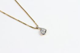 18ct diamond pendant and chain diamond set into a white gold swirl. Est D 0.40