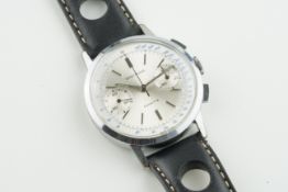 BREITLING CADETTE CHRONOGRAPH WRISTWATCH CIRCA 1970, circular silver twin register dial with applied