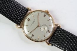 VINTAGE 18CT ROSE GOLD VACHERON CONSTANTIN, circular silver dial with baton and roman numeral hour