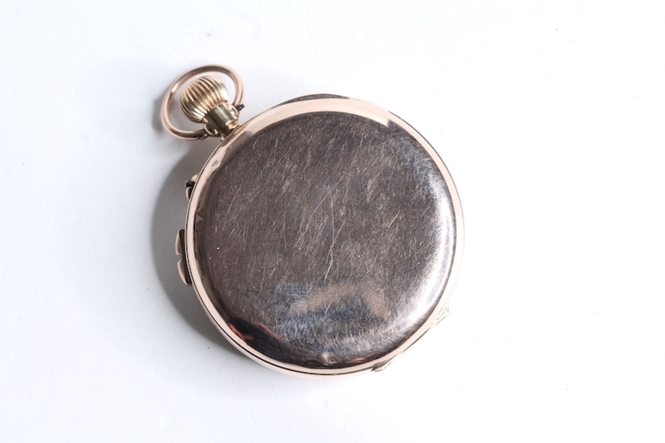 9CT CHRONOGRAPH POCKET WATCH, white dial with roman numerals hour markers, arabic numerals outer - Image 2 of 3