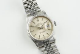 ROLEX OYSTER PERPETUAL DATEJUST 'QUICKSET' W/ BOX REF. 16220 CIRCA 1988 L SERIAL, circular silver