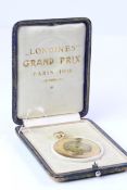 RARE 18CT LONGINES POCKET WATCH WITH BOX KRAMER & CO CIRCA 1908, circular champagne dial with arabic