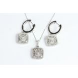 18ct Filigree diamond drop earrings and pendant set. Diamond weight is marked on earrings 0.78ct